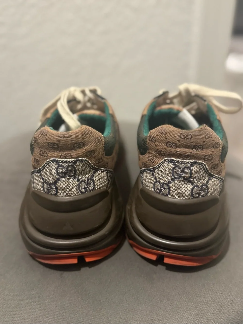 Gucci Multicolor GG Monogram Runner Sneakers - Burgundy, Beige, Teal, Orange - Picture 5 of 9